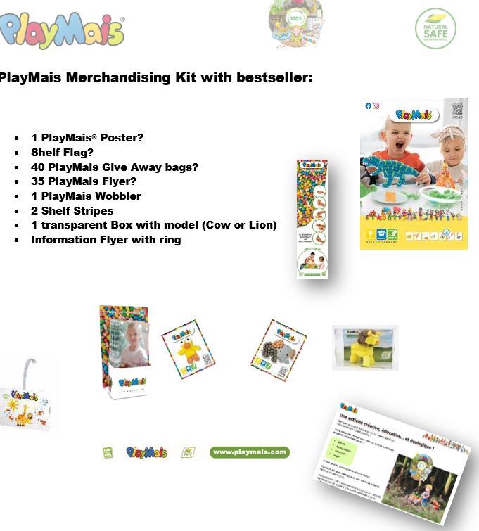 Expositor Playmais 2024 con kit de Merchandising