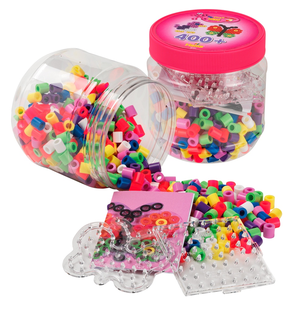 Bote 400 beads Maxi y 2 placas/pegboards pequeñas (nº 8791)