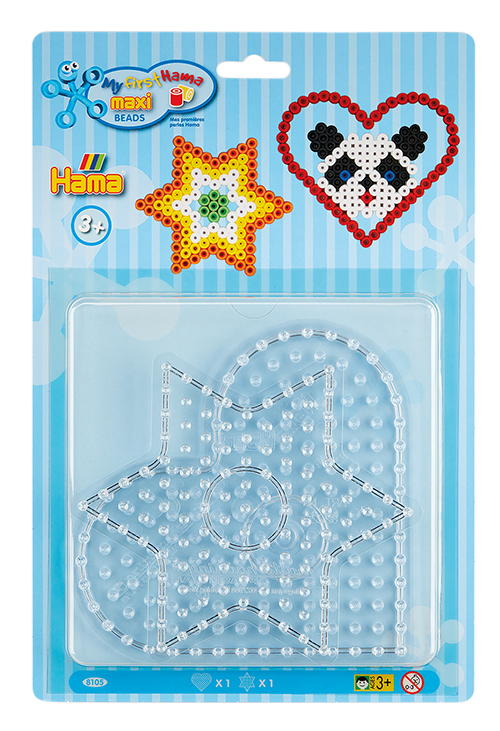 Blister Hama Beads Maxi Placa / Pegboard corazón y estrella 