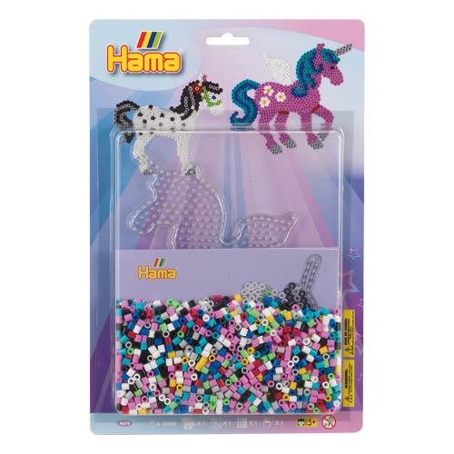 Blister Hama Beads Midi 2000 beads + placa unicornio + papel 