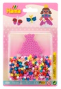 Blister Hama Beads Midi 450 beads color + placa princesa pequeña color rosa pastel + papel de planchado