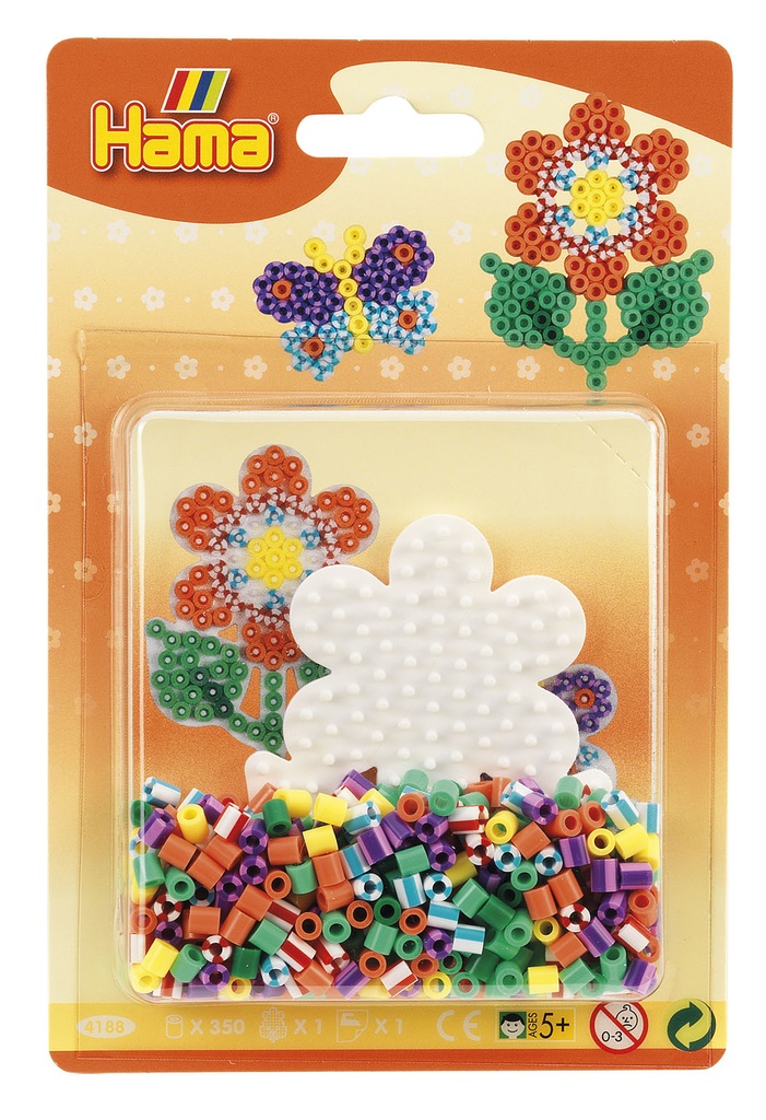 Blister 350 beads color + placa flor pequeña + papel de planchado