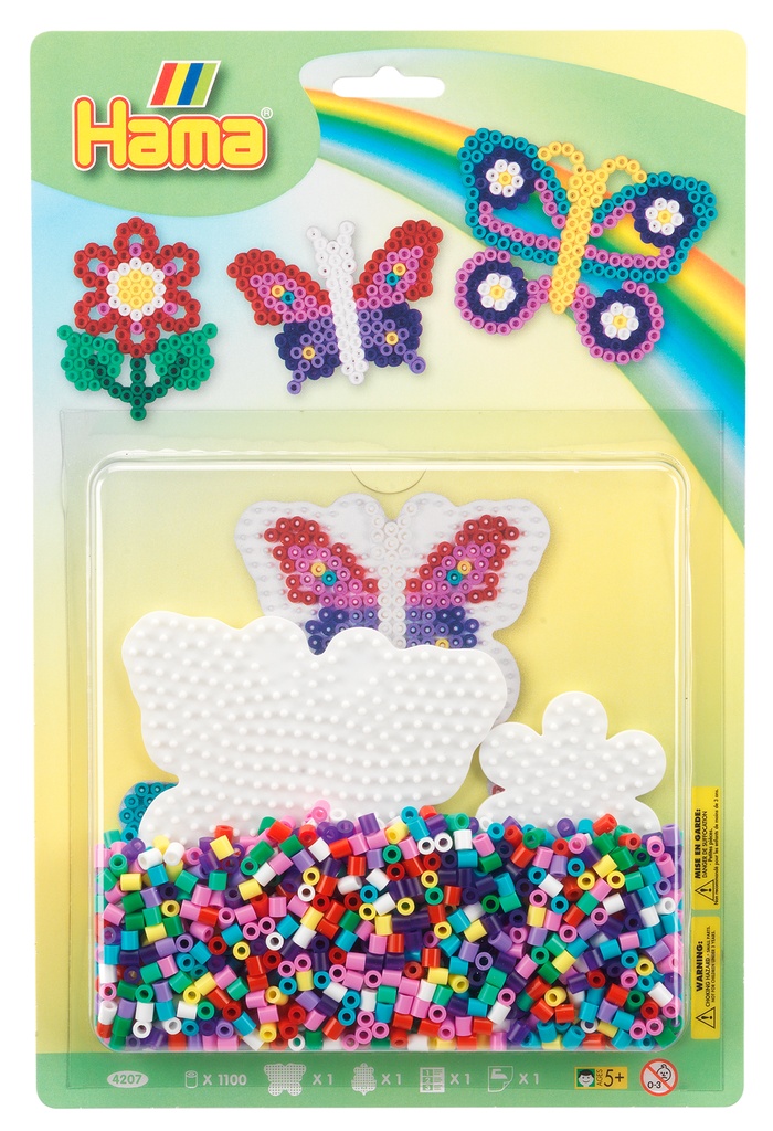 Blister 1100 beads + placa mariposa y flor pequeña + papel