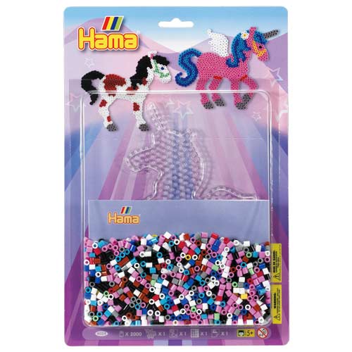 Blister Hama Beads Midi 2000 beads + placa unicornio + papel