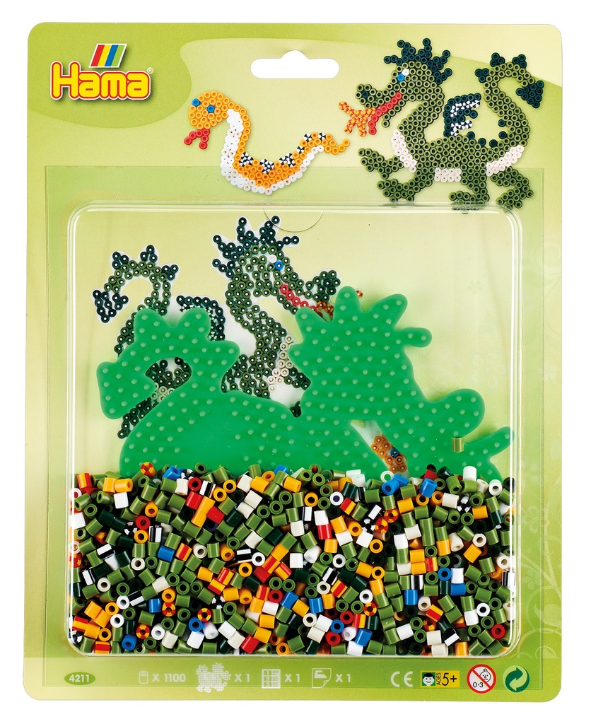 Blister 1100 beads + placa dragón color verde fluorescente + papel