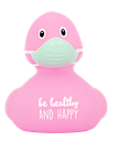 Pato con mascarilla Corona rosa &quot;be healthy and happy&quot;