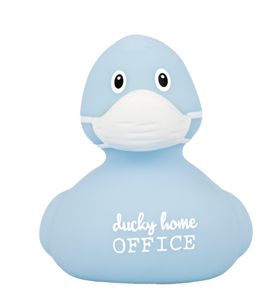 Pato con mascarilla Corona azul &quot;ducky home office&quot;