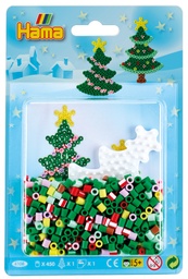 [4108] Blister Hama Beads Midi 450 beads color + placa árbol de Navidad + papel de planchado