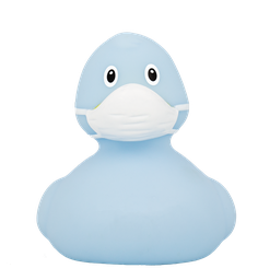 [LI2285] Pato con mascarilla Corona azul
