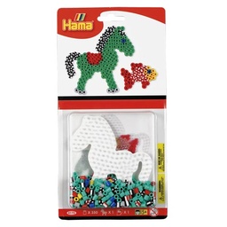 [4173] Blister Hama Beads Midi 350 beads color y bicolor + placa poni + papel de planchado