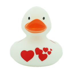 [LI1993] Pato blanco con corazones rojos